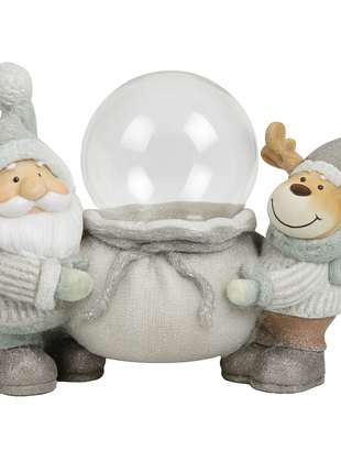 Kerstman sneeuwbol 43 cm met licht