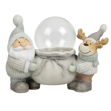 Kerstman sneeuwbol 43 cm met licht
