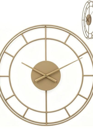 Ronde wandklok - Beige - Metaal - 60 cm diameter - Strepen