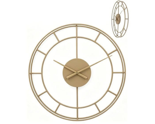 Ronde wandklok - Beige - Metaal - 60 cm diameter - Strepen