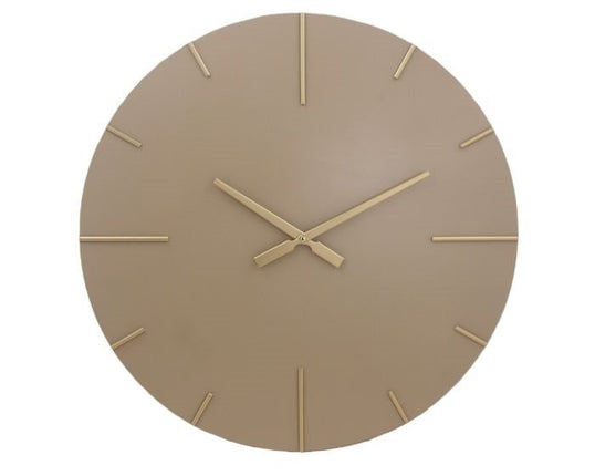 Ronde wandklok - Beige en goud - Metaal - 60 cm diameter - Strepen