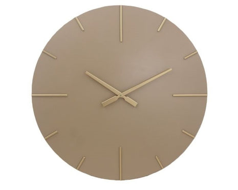 Ronde wandklok - Beige en goud - Metaal - 60 cm diameter - Strepen