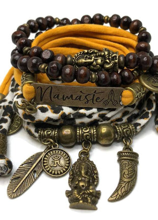 Set Ganesha - Namaste animal print and orange