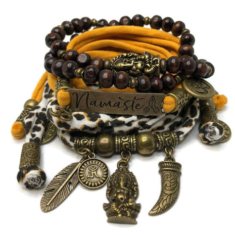 Set Ganesha - Namaste animal print and orange