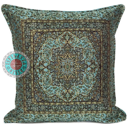 Turqoise Mandala little flower kussenhoes 45 x45