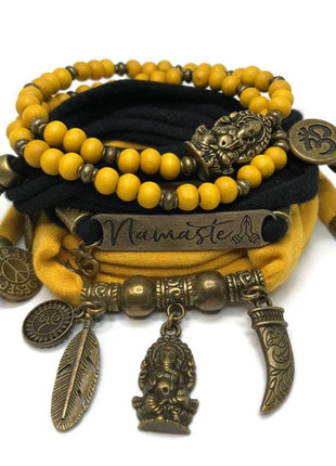 Set Ganesha - Namaste black and oker (yellow)