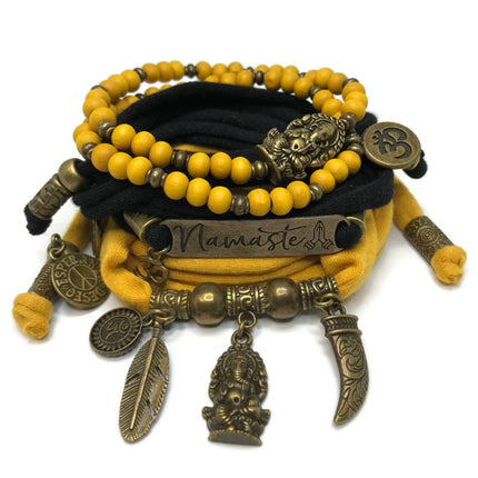 Set Ganesha - Namaste black and oker (yellow)