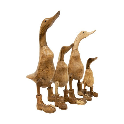 Houten eenden met laarzen set van 4
