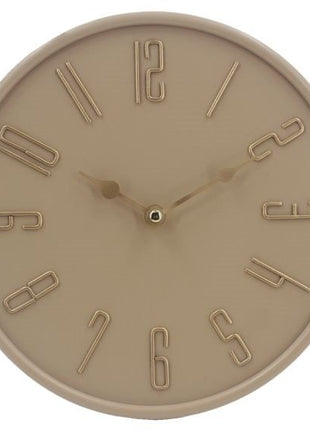 Ronde wandklok - Beige en goud - Metaal - 60 cm diameter - Cijfers