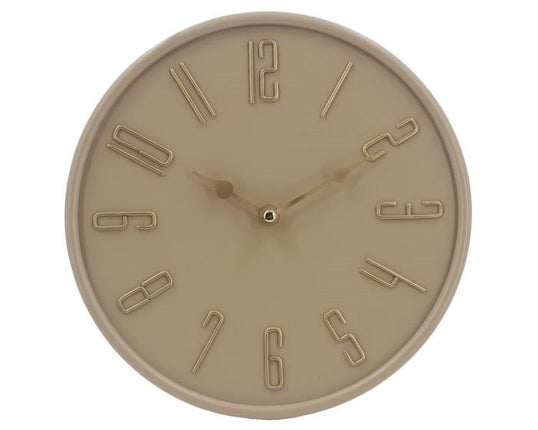 Ronde wandklok - Beige en goud - Metaal - 60 cm diameter - Cijfers