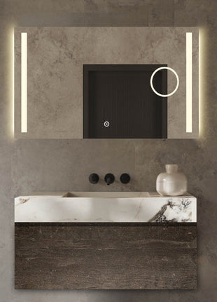 Badkamerspiegel met Verlichting - Anti Condens Verwarming - Spiegel met Vergrootglas - Badkamerspiegels - 140 x 80 cm