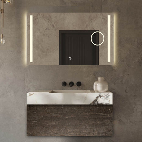 Badkamerspiegel met Verlichting - Anti Condens Verwarming - Spiegel met Vergrootglas - Badkamerspiegels - 140 x 80 cm