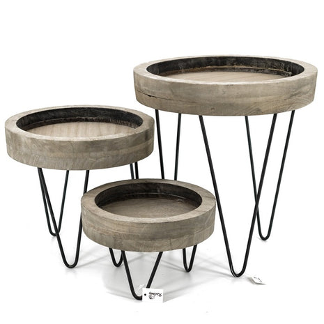 Tafeltje grey wash met ijzer L