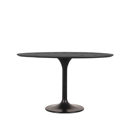 Eetkamertafel Otto - Zwart - Mangohout - 130 cm - Rond