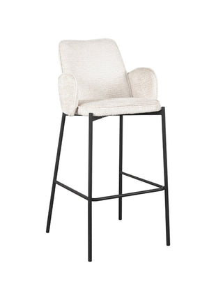LABEL51 Barkruk Joni - Crème - Fluweel - Zithoogte 78 cm
