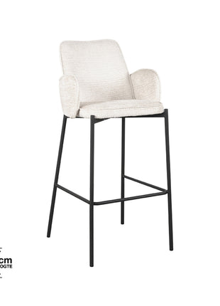 LABEL51 Barkruk Joni - Crème - Fluweel - Zithoogte 78 cm
