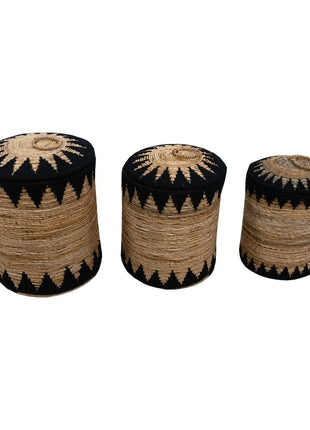 Basket Makram banana Zwart set 3