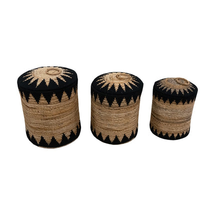 Basket Makram banana Zwart set 3
