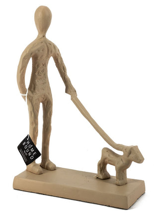 Beeld man met hond beige