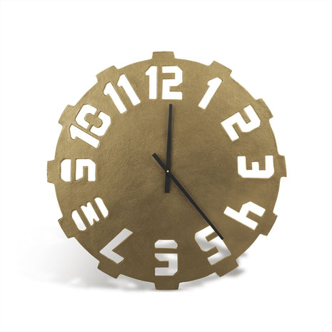 Wandklok Typografisch Goud