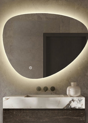 Badkamerspiegel Asymmetrisch - Asymmetrische Badkamerspiegel - LED Verlichting - Anti Condens Verwarming - Dimbaar - 60 x 40 cm