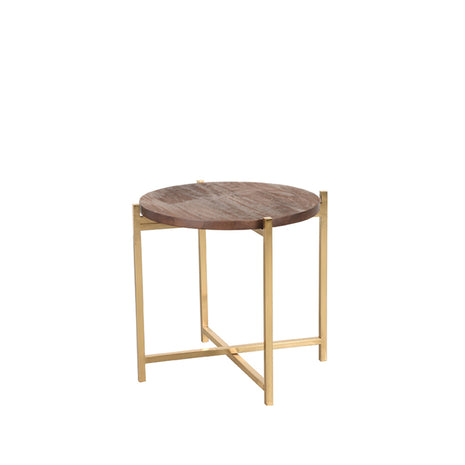 Bijzettafel Dox - Goud - Mangohout - Goud Onderstel