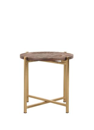 Bijzettafel Dox - Goud - Mangohout - Goud Onderstel