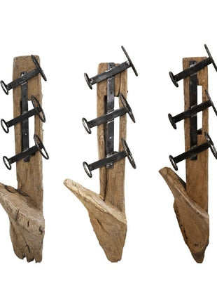 Teakhouten wijnrek muur industrieel