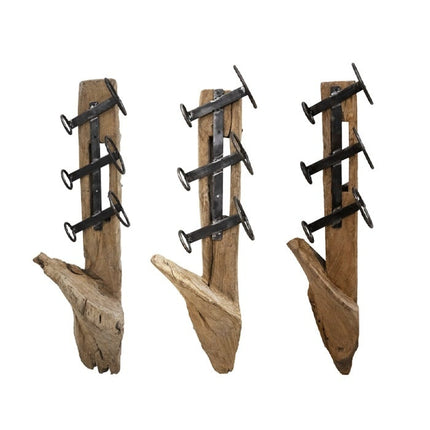 Teakhouten wijnrek muur industrieel