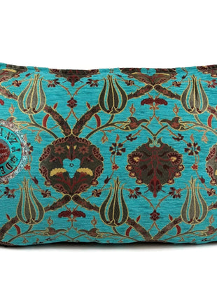 Flowers turquoise kussenhoes/cushion cover ± 50x70cm
