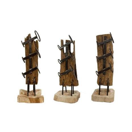 Teakhouten wijnrek voor 3 flessen