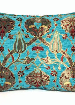 Flowers turquoise kussenhoes/cushion cover ± 50x70cm