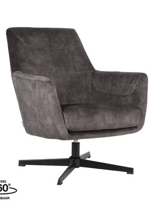LABEL51 Fauteuil Toby - Antraciet - Velours