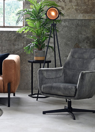 Fauteuil Toby - Antraciet - Velours