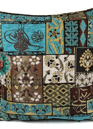 Patchwork brown kussenhoes/cushion cover ± 45x45cm