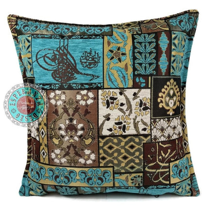 Patchwork brown kussenhoes/cushion cover ± 45x45cm