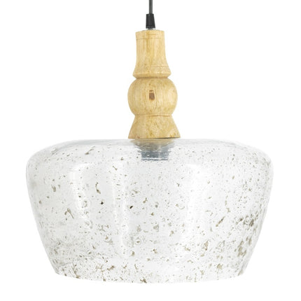 Hanglamp glas met hout cubic