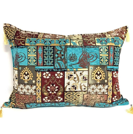 Patchwork brown kussenhoes/cushion cover ± 50x70cm