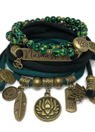 Set Lotus Flower and Namaste - black and dark green