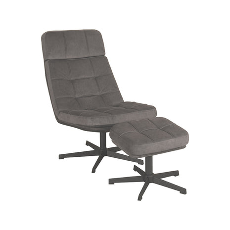 Fauteuil Alvar - Antraciet - Cosmo - Incl. Hocker