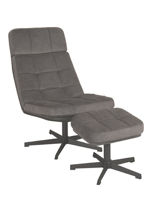 LABEL51 Fauteuil Alvar - Antraciet - Cosmo - Incl. Hocker