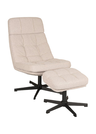 LABEL51 Fauteuil Alvar - Naturel - Boucle - Incl. Hocker