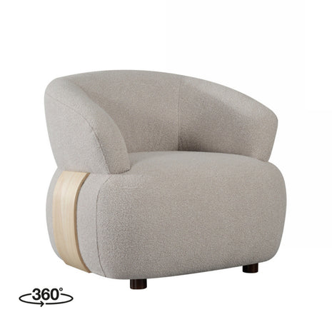 Fauteuil Valenza - Naturel - Stof - Naturel Hout
