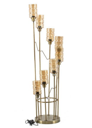 Vloerlamp 8 kappen goud