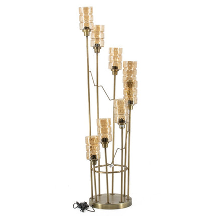 Vloerlamp 8 kappen goud