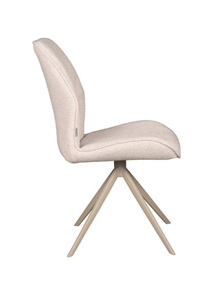 LABEL51 Eetkamerstoel Comfy - Naturel - Boucle - Taupe Onderstel