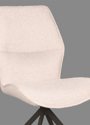 LABEL51 Eetkamerstoel Comfy - Naturel - Boucle - Zwart Onderstel