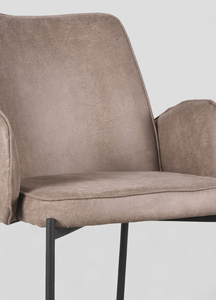 Eetkamerstoel Joni - Taupe - Microfiber
