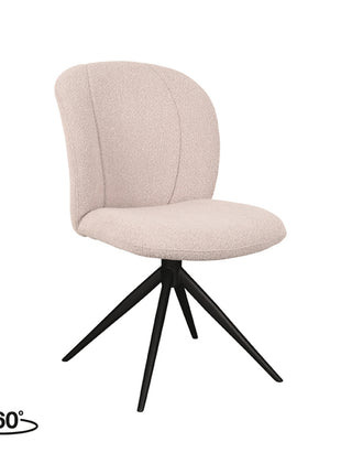 LABEL51 Eetkamerstoel Kimo - Naturel - Boucle - Zwart Onderstel