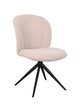LABEL51 Eetkamerstoel Kimo - Naturel - Boucle - Zwart Onderstel